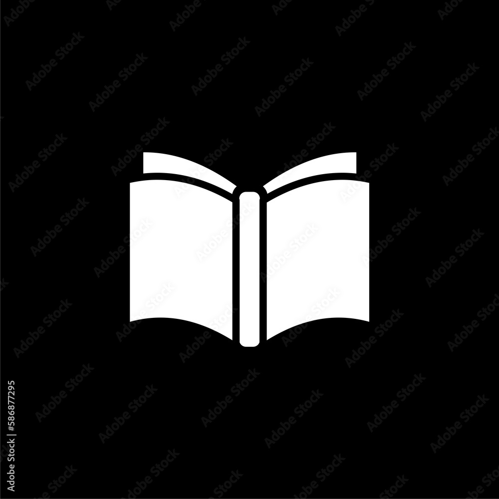 Open book icon isolated on black background. Open book icon isolated on black background.