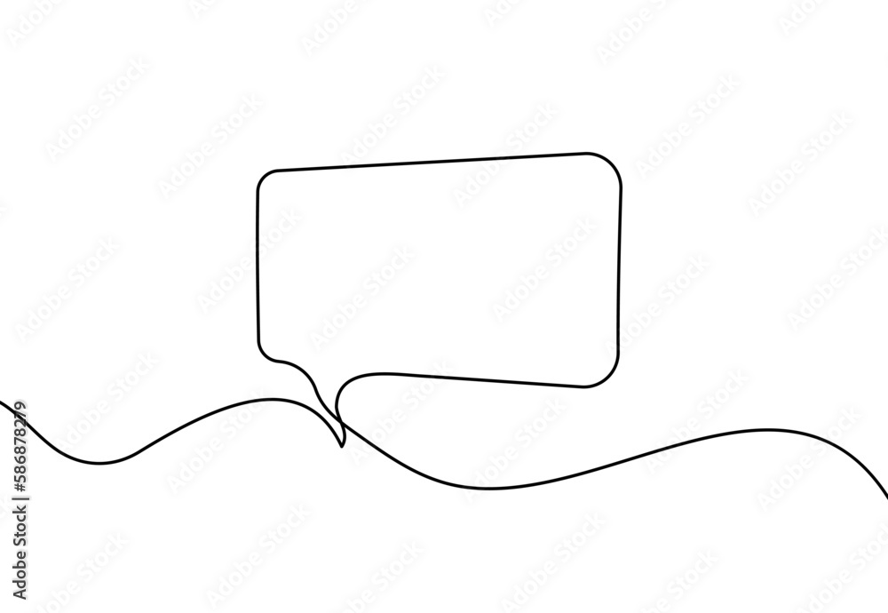 Speech bubble continuous one line art. Drawing dialogue speech bubble illustration. Continuous one line border text box, message element. Vector illustration Speech bubble continuous one line art. Drawing dialogue speech bubble illustration. Continuous one line border text box, message element. Vector illustration