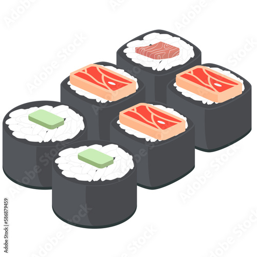 Sushi Salmon And Tuna Rolls Japanese Cuisine Food