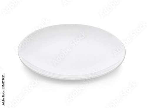 Empty white plate isolated on transparent png