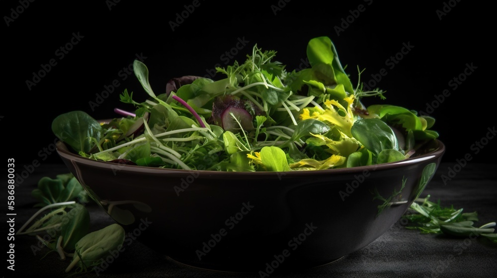Bowl of a healthy meal. Salad reens vegetables. Vegan food generative ai Bowl of a healthy meal. Salad reens vegetables. Vegan food generative ai