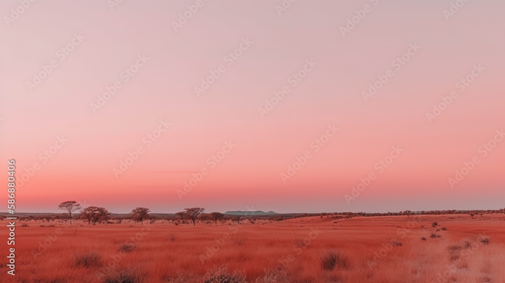 minimalism style nature landscape of wildness savanna grass field, Generative Ai