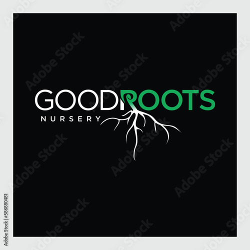 Root logo design, Sapling grow vector logo template.Vector logo template