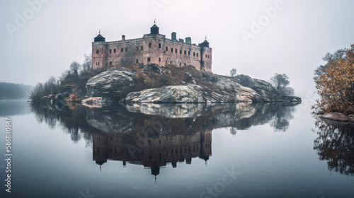 Scenic places somewhere in Scandinavia. Generative AI © piai