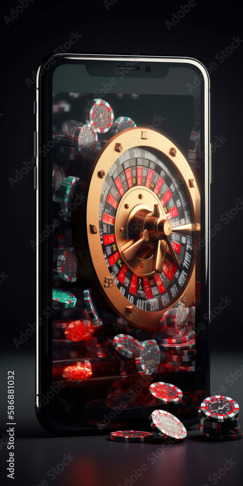 online casino gambling app concept.  smartphone screen,. ai generative