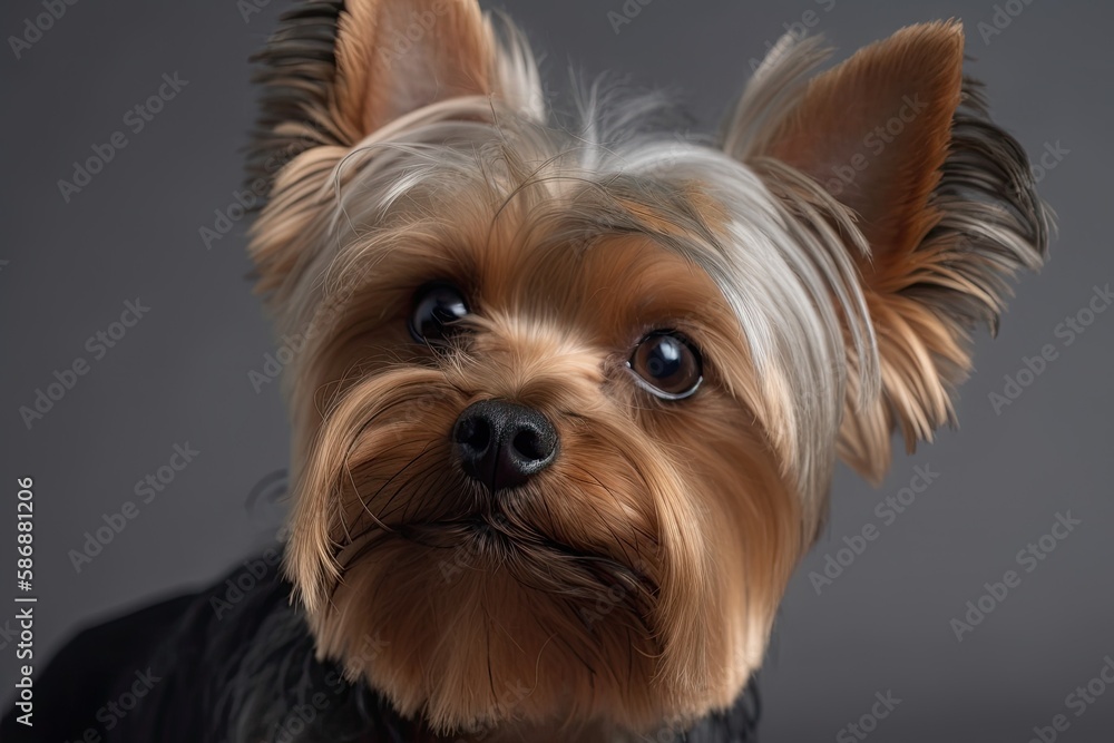 funny close up of a yorkshire terrier. Generative AI funny close up of a yorkshire terrier. Generative AI