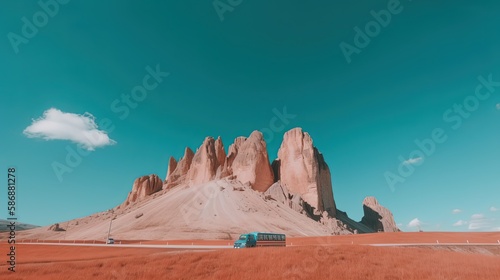 minimalism nature abstract background of rock mountain peak  mountain contrast with blue sky  minimalism background  Generative Ai