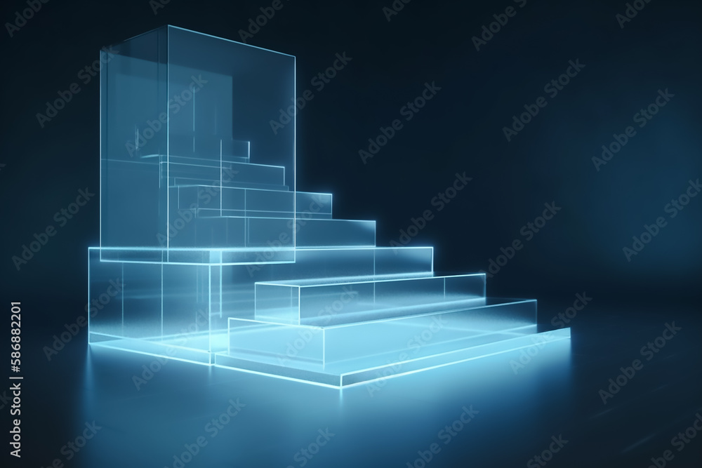 Luxury podium or pedestal for product display with flying wave fabric. Generative AI Luxury podium or pedestal for product display with flying wave fabric. Generative AI