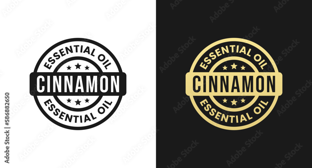Cinnamon Oil Label or Cinnamon Essential Oil Label Vector Isolated in Flat Style. Best Cinnamon Essential Oil Label for product design element. Simple Cinnamon Oil Label for product packaging design.