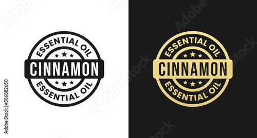 Cinnamon Oil Label or Cinnamon Essential Oil Label Vector Isolated in Flat Style. Best Cinnamon Essential Oil Label for product design element. Simple Cinnamon Oil Label for product packaging design.