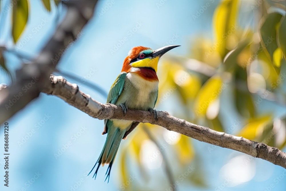 bird perched on a branch. Generative AI bird perched on a branch. Generative AI