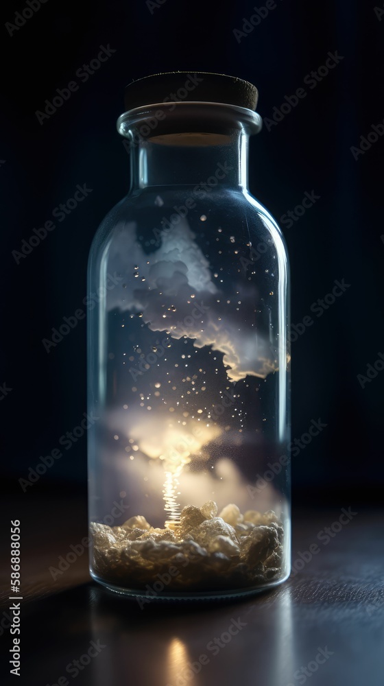 white clouds in a bottle, generative AI white clouds in a bottle, generative AI