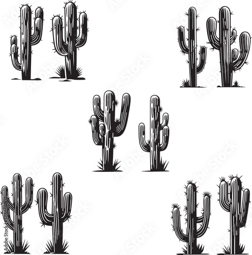 Cactus set, western, vector  illustration