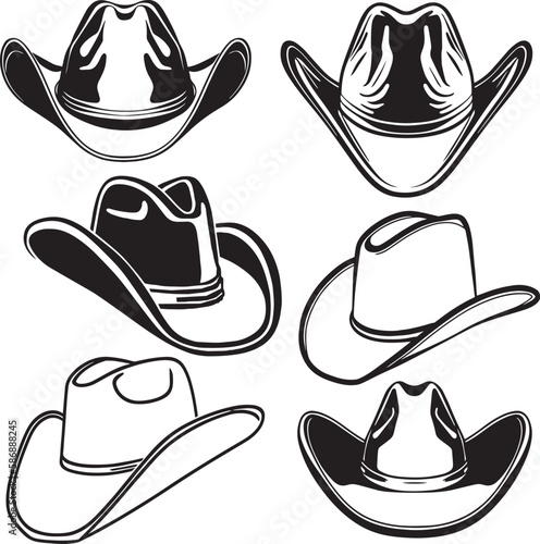 Cowboy hat icon set vector illustration isolated on white background
