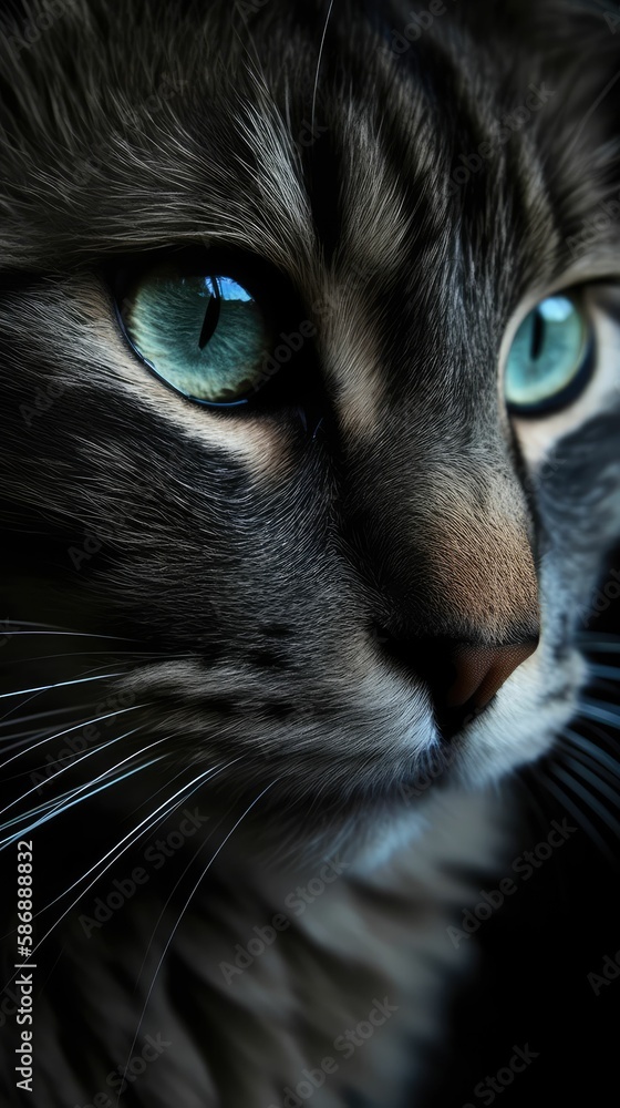 close-up of a cat, generative AI close-up of a cat, generative AI
