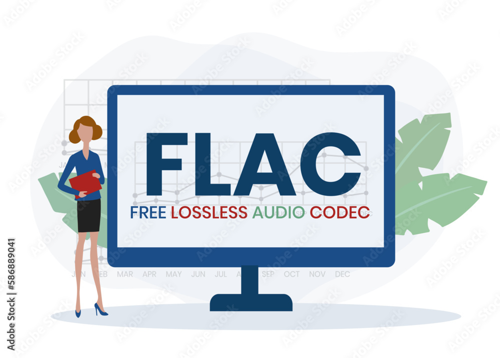 FLAC - Free Lossless Audio Codec acronym. business concept background ...