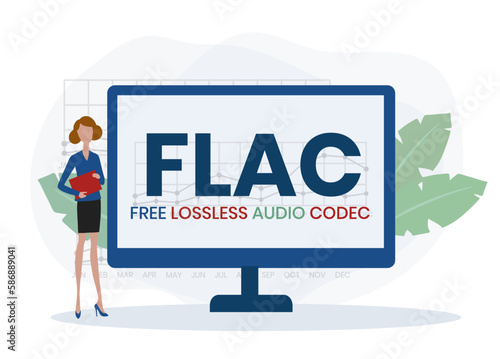 FLAC - Free Lossless Audio Codec acronym. business concept background. vector illustration concept with keywords and icons. lettering illustration with icons for web banner, flyer
