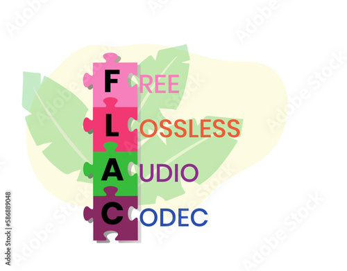 FLAC - Free Lossless Audio Codec acronym. business concept background. vector illustration concept with keywords and icons. lettering illustration with icons for web banner, flyer