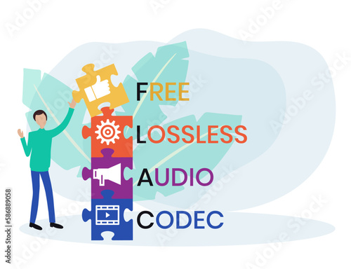 FLAC - Free Lossless Audio Codec acronym. business concept background. vector illustration concept with keywords and icons. lettering illustration with icons for web banner, flyer