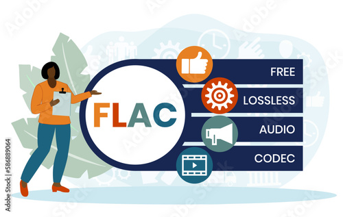 FLAC - Free Lossless Audio Codec acronym. business concept background. vector illustration concept with keywords and icons. lettering illustration with icons for web banner, flyer