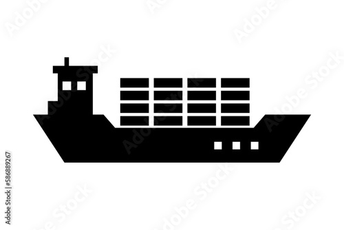 Cargo ship and cargo silhouette icon. Shipping industry. Vector. photo