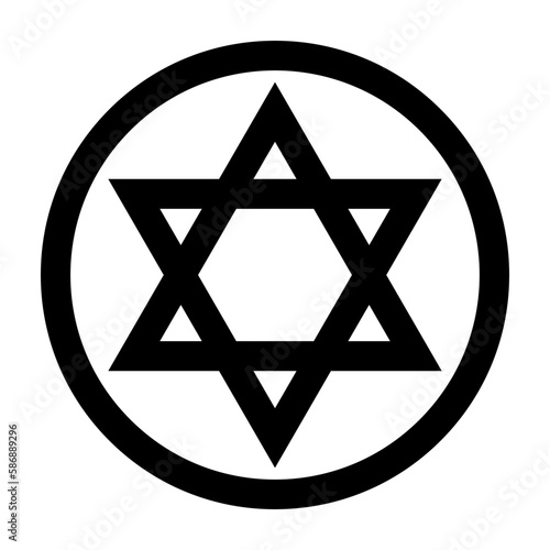Round Jewish Icon. Jewish star. Star of David. Vector.