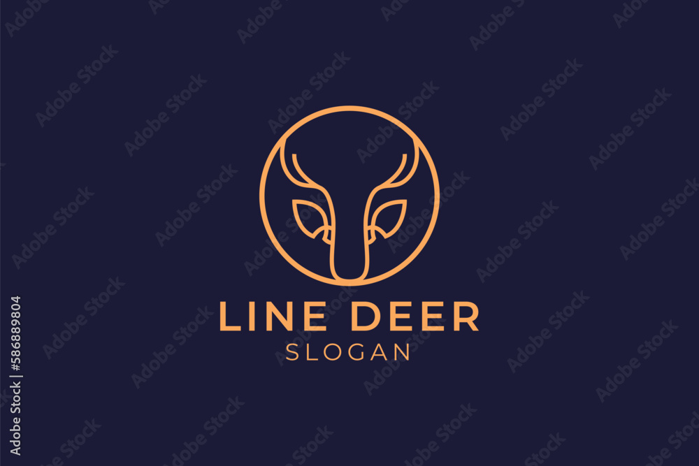 Line art deer head logo design Line art deer head logo design