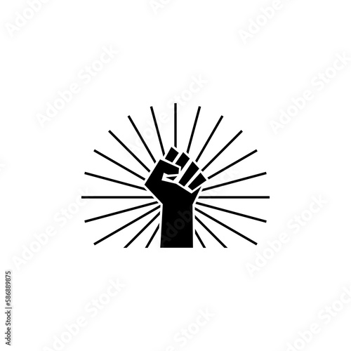 Fist male hand icon on transparent background