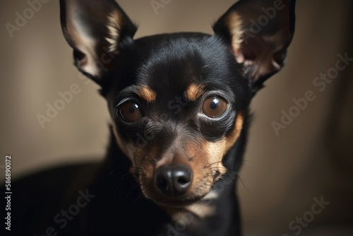 A close up of a lovely toyterrier. Generative AI