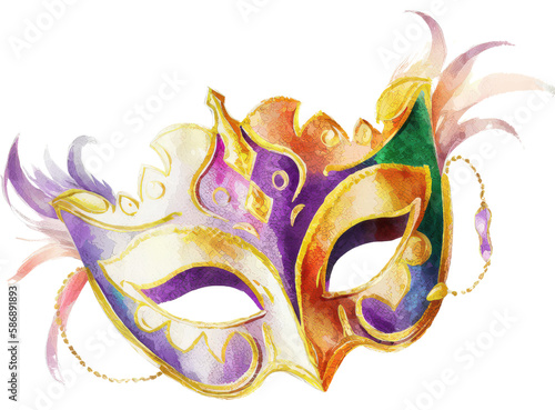 mardi gras carnival mask watercolor