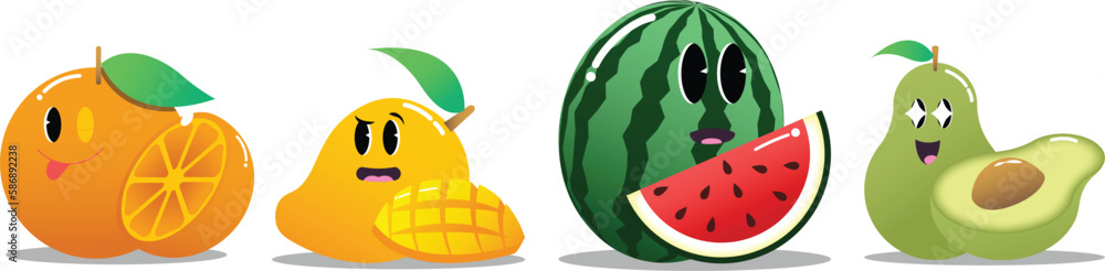 Fruits with facial expressions Fruits with facial expressions