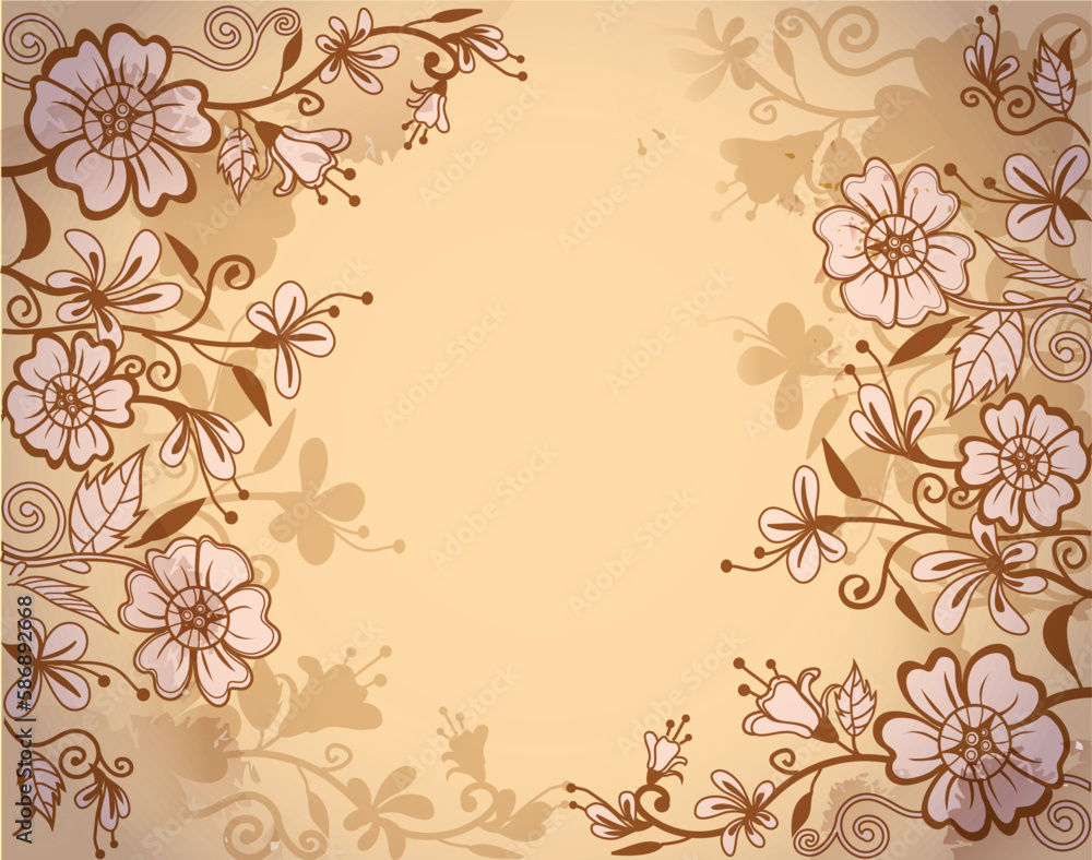 vintage floral tropical nature brown abstract art wallpaper pattern graphic pattern 5