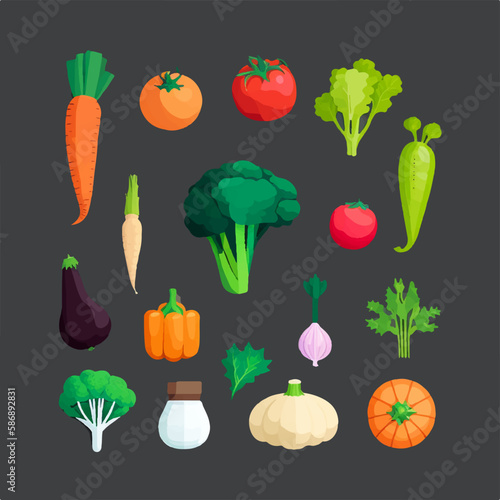 Vector set of vegetables with hand-drawn elements that add a unique and personal touch