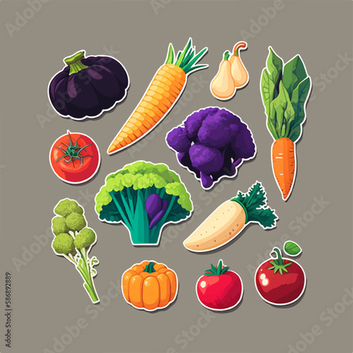 Cartoon vegetable collection with bright colors and whimsical designs photo