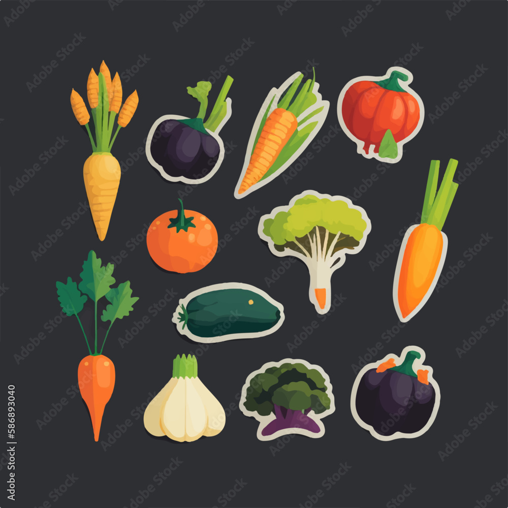 Minimalist and elegant vegetable collection in vector format Minimalist and elegant vegetable collection in vector format