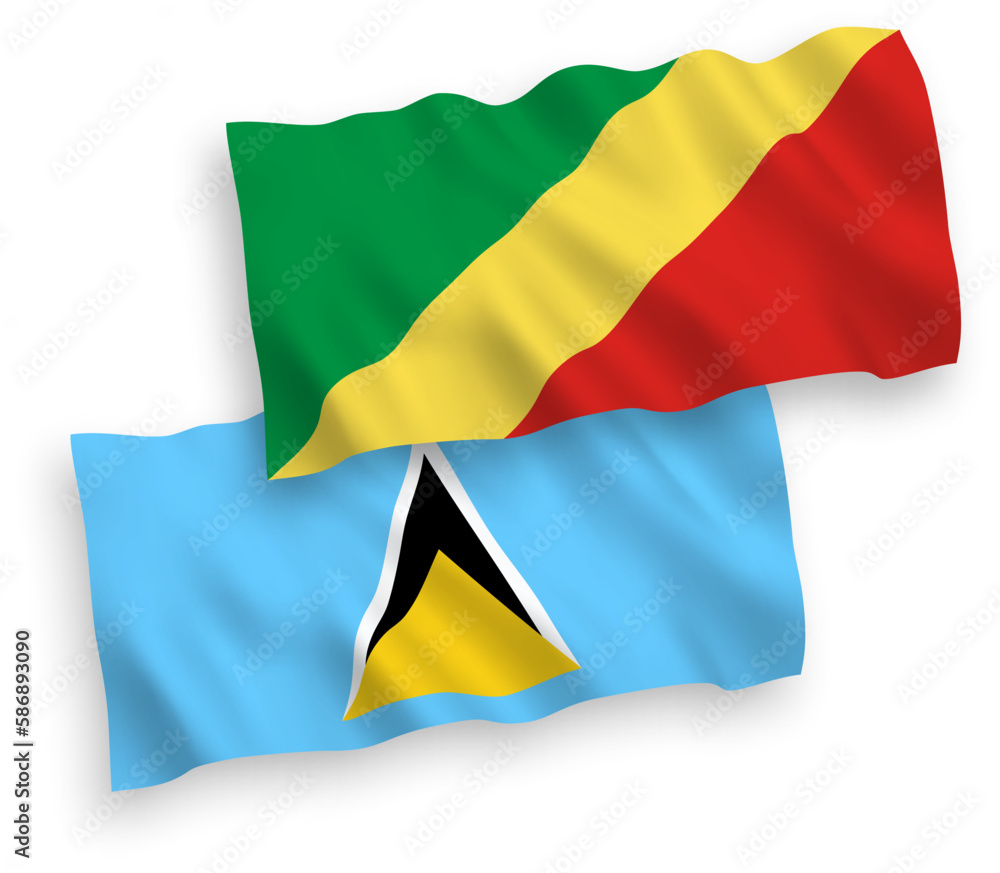 Obraz premium Flags of Saint Lucia and Republic of the Congo on a white background