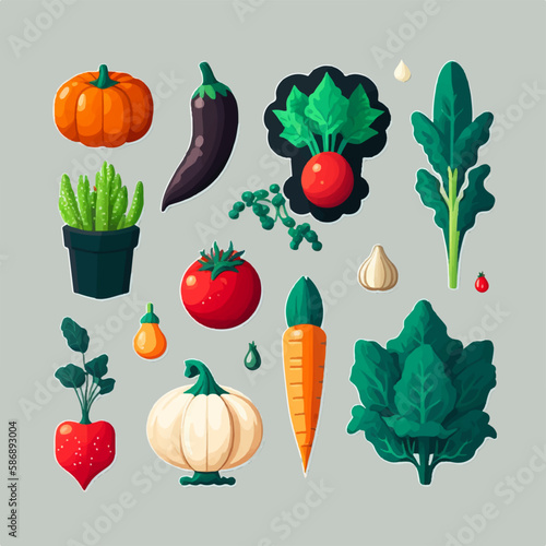 Vector illustration of a vegetable set with a realistic touch