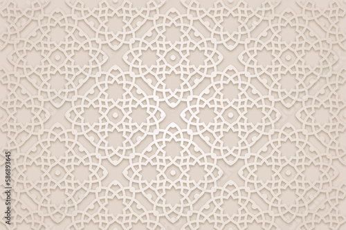 Seamless 3d Ramadan Islamic pattern in Arabian style Vector illustration	