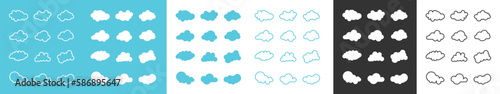 Cloud icon set. Weather icon. Flat style.