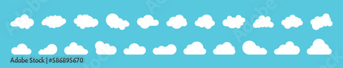 Cloud icon set. Weather icon. Flat style.