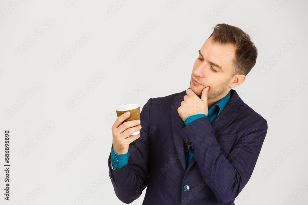 handsome man feeling puzzled and confused and doubting. take away coffee concept handsome man feeling puzzled and confused and doubting. take away coffee concept