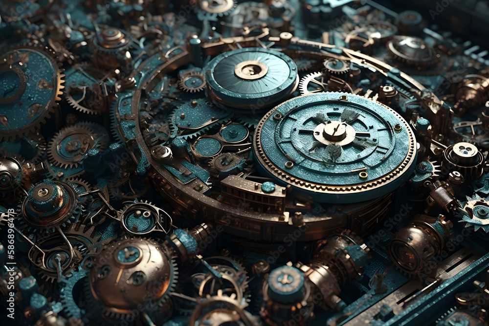 background mechanical movement gears gold shiny chrome pipeline detail intricate engine mechanical fiction machine blue spark smoke full screen background mechanical movement gears gold shiny chrome pipeline detail intricate engine mechanical fiction machine blue spark smoke full screen
