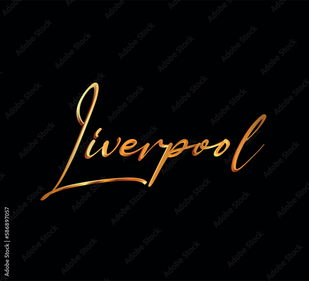 decorative 3d gold liverpool text on black background