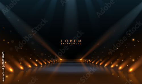 Abstract blue and yellow light rays effect background