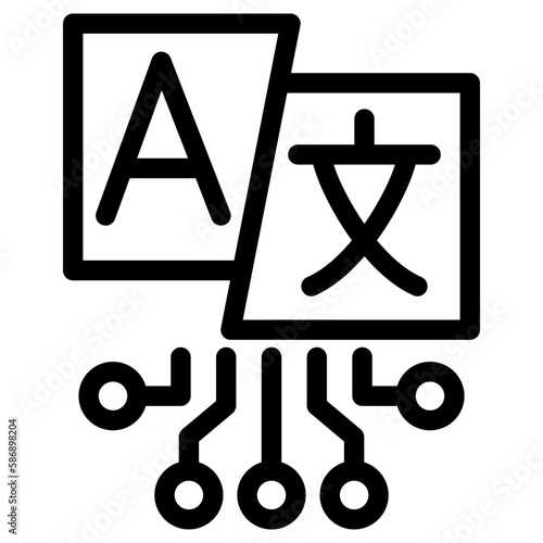 Translation plus AI line icon