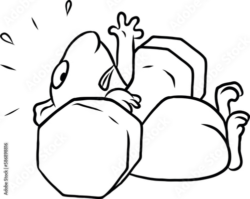 Witziger Hamster beim Gewichte heben unsportlich und ungeschickt eingeklemmt unter einer Hantel beim Krafttraining