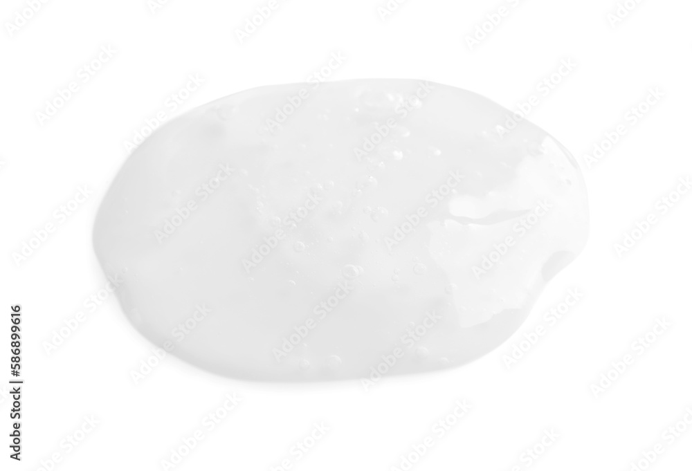 Sample of transparent cosmetic gel isolated on white, top view Sample of transparent cosmetic gel isolated on white, top view