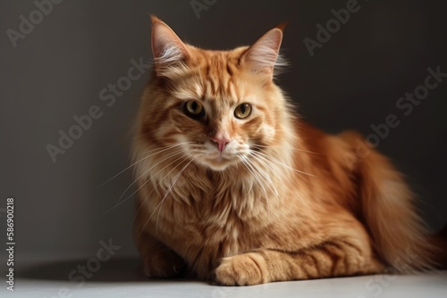 Cute red cat that resembles a lion. Generative AI © AkuAku