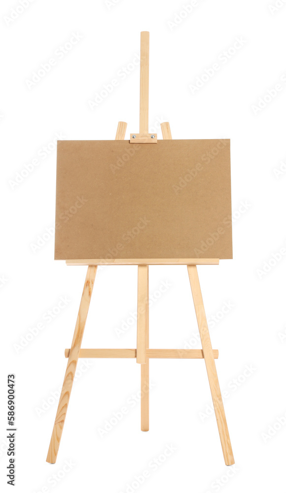 Wooden easel with board isolated on white. Artist's equipment Wooden easel with board isolated on white. Artist's equipment