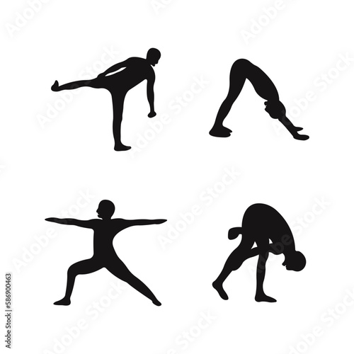 International Yoga Day Sillhouette set. Vector design illustration.